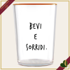 Bicchiere Smile in vetro con frase “Bevi e sorridi.”, 480 ml