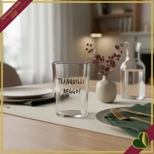 8058801412968-0 Bicchiere Smile in vetro con frase “Tranquilli reggo!”, 480 ml