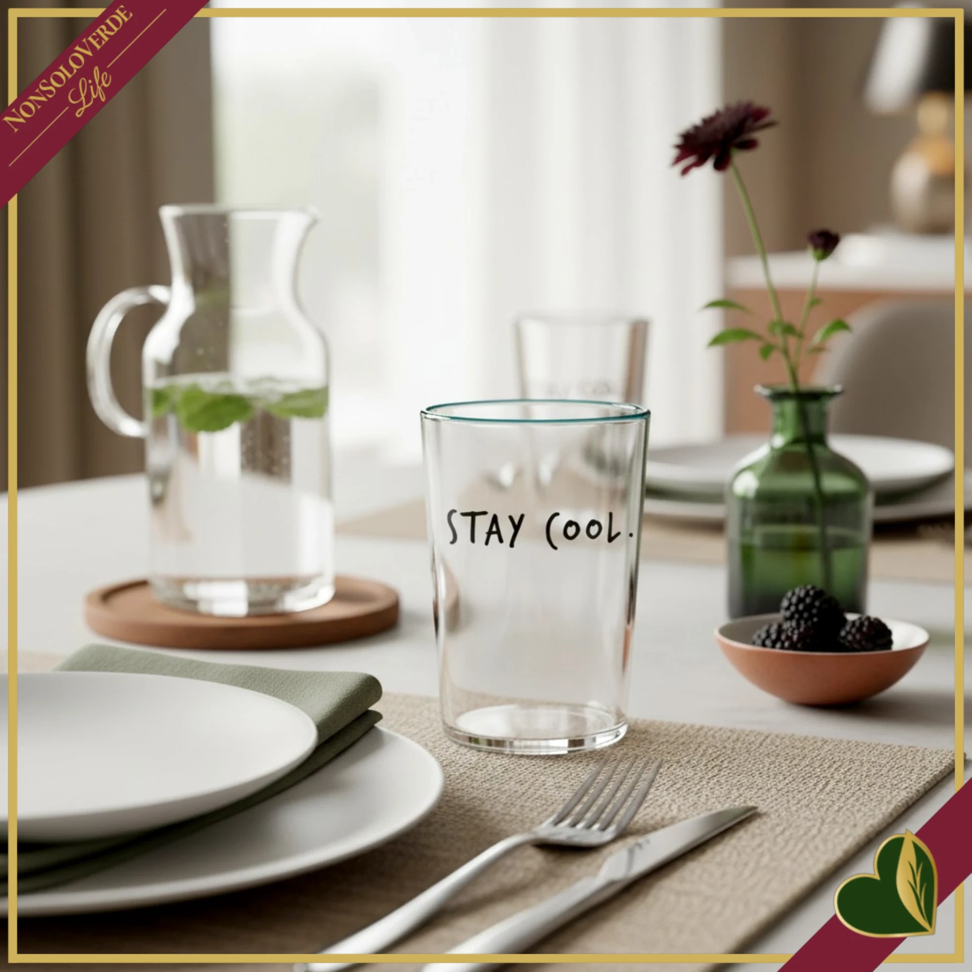 Bicchiere Smile in vetro con frase “Stay Cool.”, 480 ml