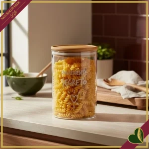 Barattolo impilabile Smile in vetro con coperchio e frase “Ingrediente Segreto”, 850 ml