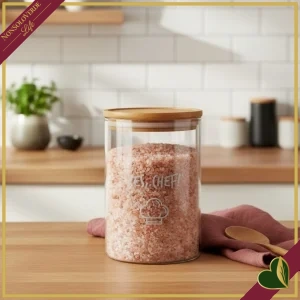 Barattolo impilabile Smile in vetro con coperchio e frase “Yes, Chef!”, 850 ml