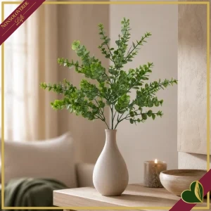 Ramo di eucalipto artificiale folto verde scuro, altezza 63 cm