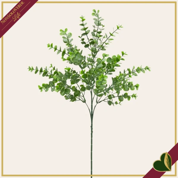 Ramo di eucalipto artificiale folto verde scuro, altezza 63 cm