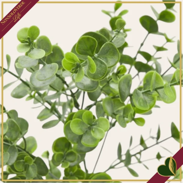 Ramo di eucalipto artificiale folto verde scuro, altezza 63 cm