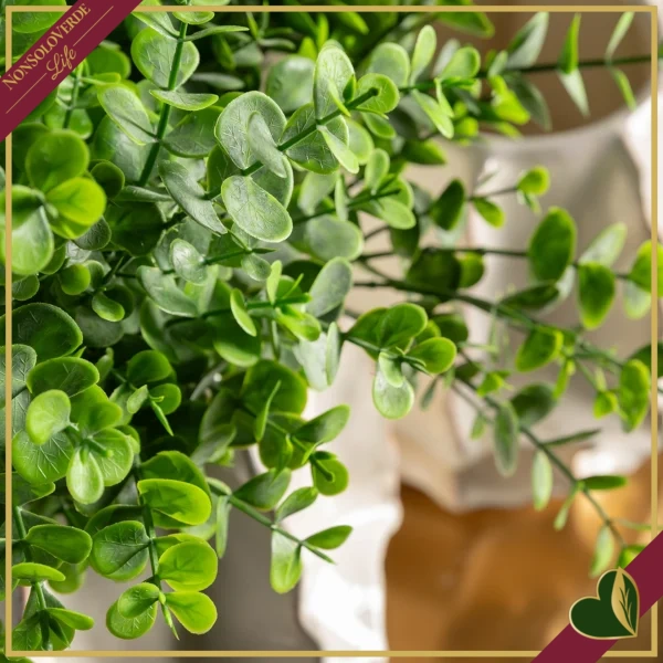 Ramo di eucalipto artificiale folto verde scuro, altezza 63 cm