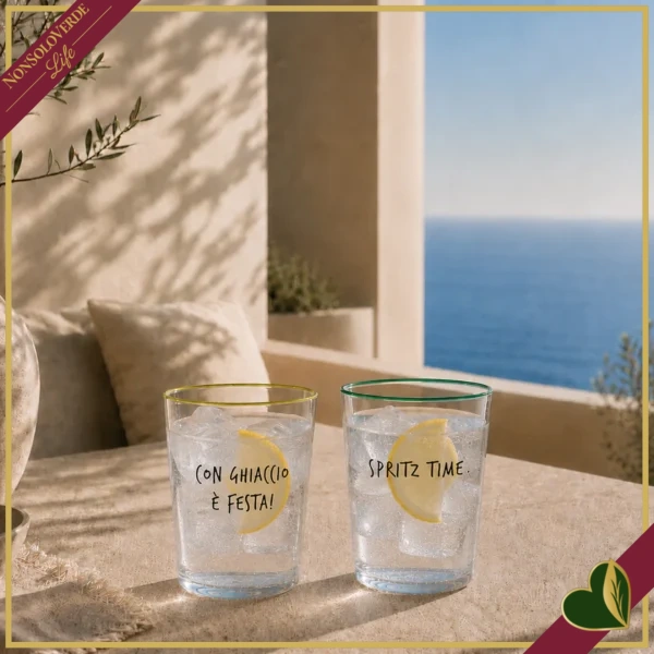 Bicchiere Smile in vetro con frase “+ Gin - Stress”, 480 ml