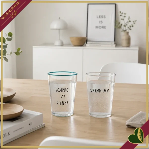 Bicchiere Smile in vetro con frase “+ Gin - Stress”, 480 ml