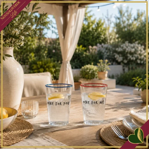 Bicchiere Smile in vetro con frase “+ Gin - Stress”, 480 ml