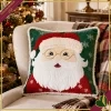 Cuscino natalizio quadrato verde con Babbo Natale e bordo effetto pelliccia, lato 40 cm