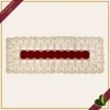 Runner in velluto bordeaux con pizzo ricamato color oro, 40x140 cm