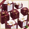 Scatola regalo bordeaux con fiore 3D e dettagli oro, altezza 6,5 cm