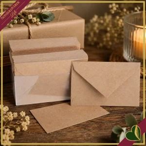 Mini biglietto da regalo con busta coordinata in carta kraft, formato 6 × 8 cm