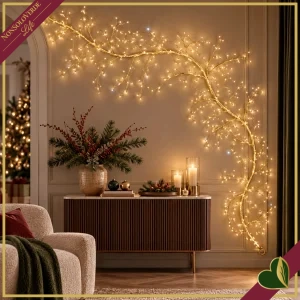8024199076341-0 Ramo luminoso Climber Tiglio Champagne con 504 MicroLED bianco caldo e FlashLED bianco freddo, lunghezza 3 m